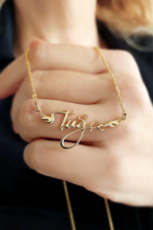 925 Ayar Gümüş El Yazısı Isimli Melek Kolye