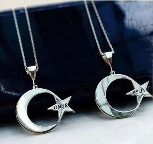 Kişiye Özel Isimli Ay Yıldız Kolye