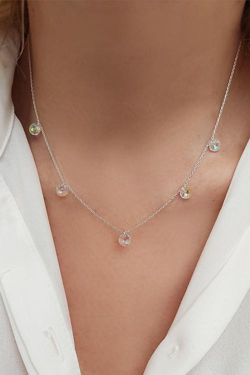 Taşlı Kadın Gümüş Kolye