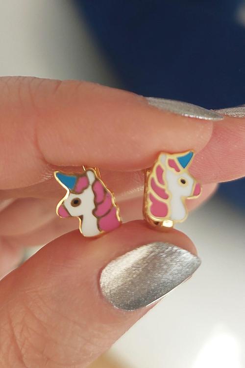 925 Ayar Gümüş Unicorn Çocuk Küpe