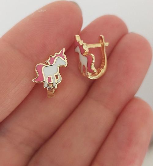 925 Ayar Gümüş Unicorn Çocuk Küpe
