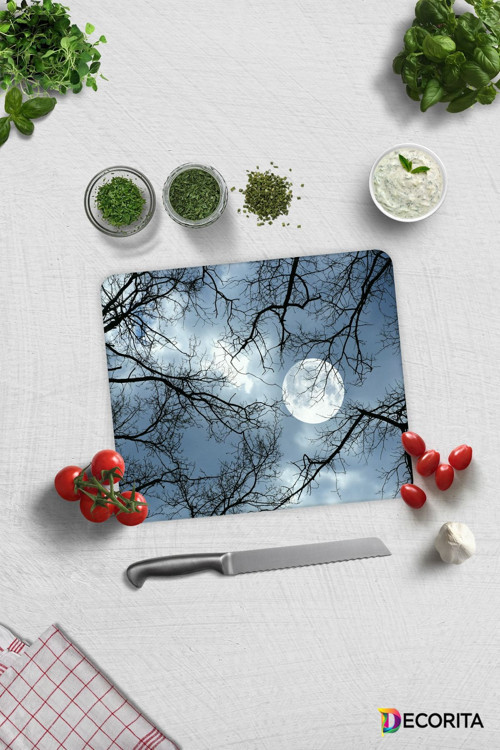 Cam Kesme Tahtası - Cam Kesme Tablası | Gece Desen | 29cm x 34cm