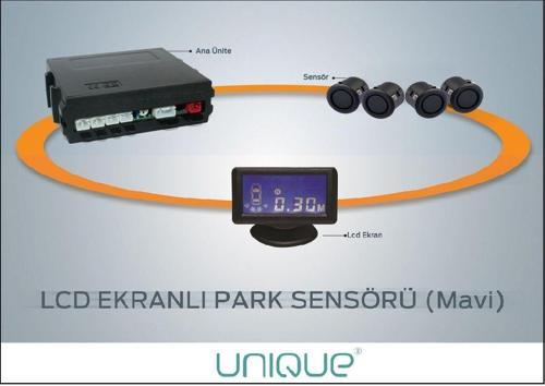 Lcd Ekranlı Park Sensör 19Mm Mat Siyah Sensör Uyumlu