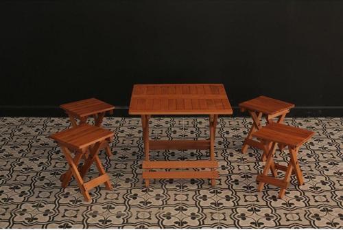 Ahşap Katlanır Masa Tabure Piknik/Kamp Set. Masa Takımı