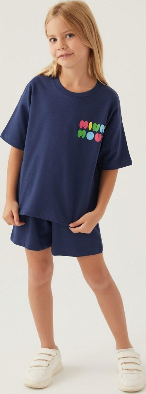 D4887 Minnie Mouse Colourful Koyu Indigo Kız Çocuk Şort Takım