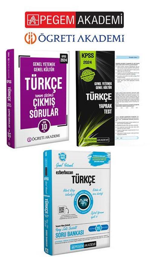 PEGEM AKADEMİ Ezberbozan KPSS GY. GK. Türkçe Soru Bankası + Türkçe Çıkmış Sorular + Türkçe Yaprak Te