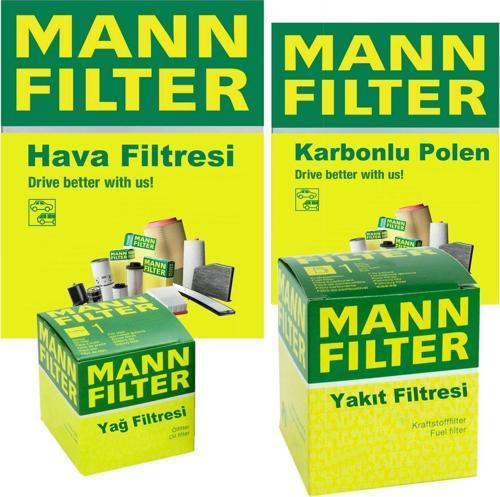 MANN-FILTER Fiat Egea 1.3 E5 Fitre Bakım Seti 2016-2020 4Fk Hava-Yağ-Yakıt-Karbonlu Polen