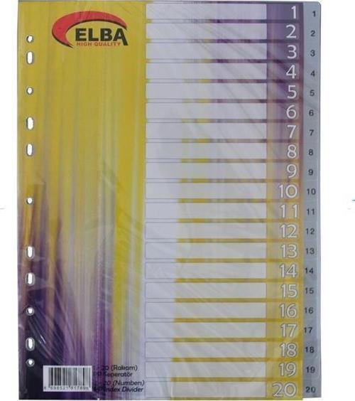 A4 Seperatör Ayraç 1-20 Rakamlı Plastik