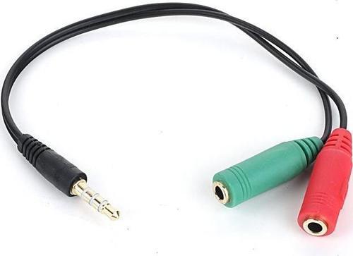 DK-CB-AUC01 2x3.5mm Stereo Dişi - 4pin 3.5mm Stereo Erkek Y Kablo