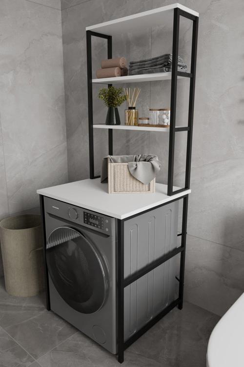 Iboda Çamaşır Makinesı Dolabı Çamaşır Makinesı Üstü 3 Raflı Düzenleyici Metal Banyo Dolabı Beyaz