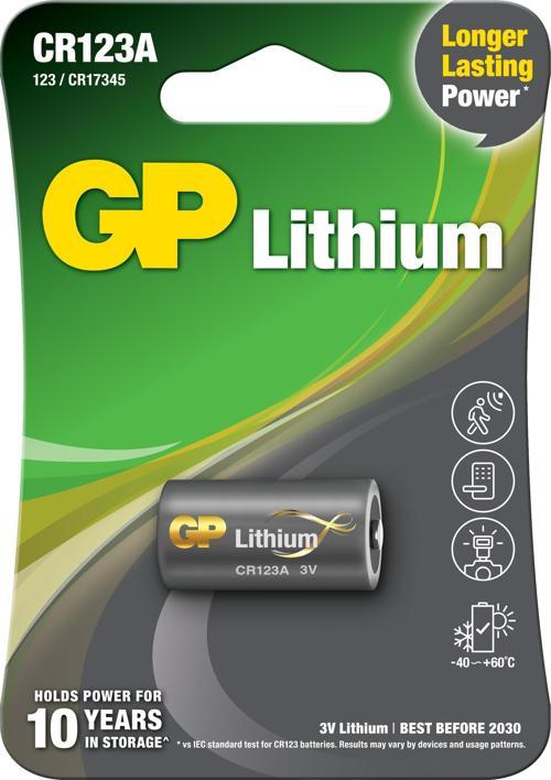 CR123A 3V Lityum Tekli Paket Pil (GPCR123A-U1) Fotoğraf Makinesi Pili