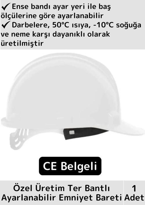 CE Belgeli Ter Bantlı Ayarlanabilir İnşaat İş Güvenliği Emniyet Bareti Beyaz