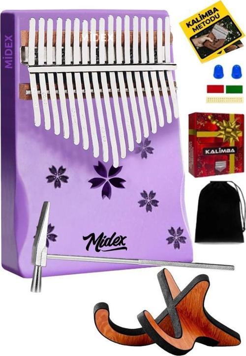 KLX-870-PAK Mor Renk Yüksek Kaliteli Ahşap Kalimba 17 Tuşlu Full Set