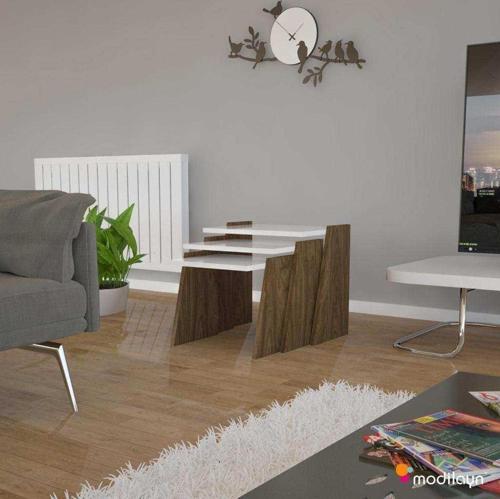VİVA Zigon Sehpa Takımı High Gloss *Ceviz - Beyaz