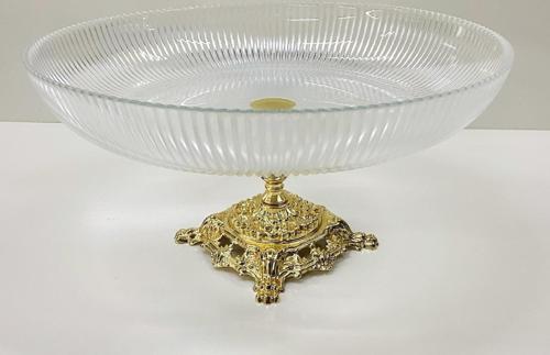 Ayaklı Cam Meyvelik Gold Renk Ayaklı 30 CM