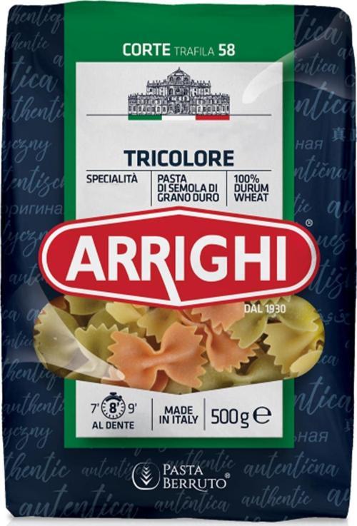 Arrighi Tricolore Renkli Kelebek Makarna İtalyan Makarnası 500 g e