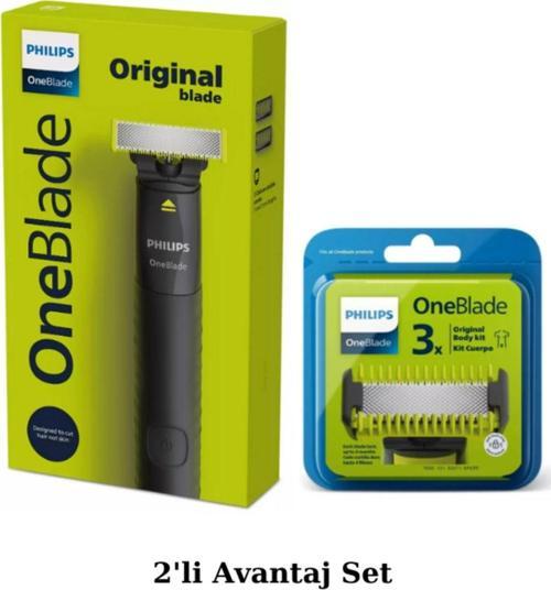 QP1424/10 OneBlade Tıraş Makinesi - QP630 3'lü Yedek Başlık Avantajlı Set
