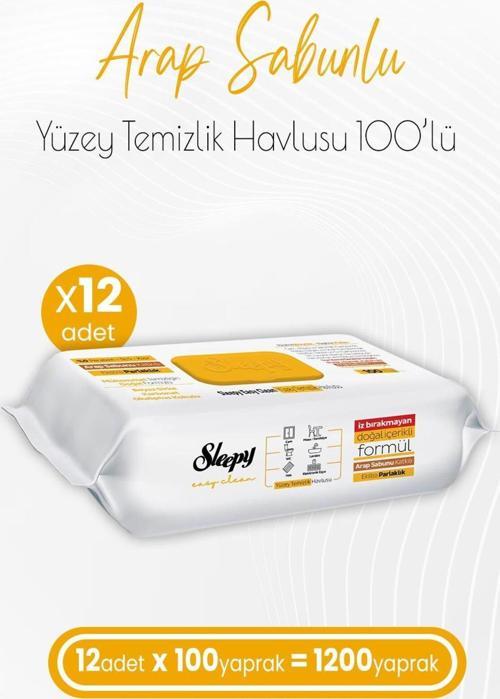 Easy Clean Arap Sabunu Katkılı Yüzey Temizlik Havlusu 100 x 12 Adet (1200 Yaprak)