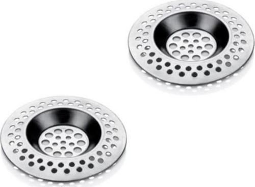 Paslanmaz Metal 2'li Yuvarlak Mutfak Lavabo Içi Gider Süzgeci, Banyo Evye Deliği Çöp Tıkacı