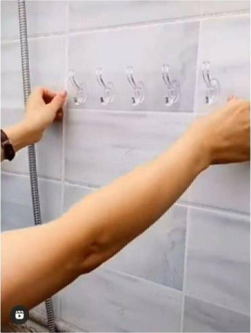 Kendinden Yapışkanlı Güçlü Şeffaf 5'li Askılık - Kapı Arkası Mutfak Duvar Banyo