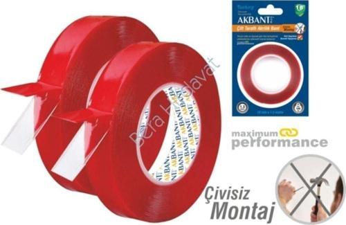 Süper Güçlü Çivisiz Montaj Band - 2 Metre Uzunluk 18mm En Çift Taraflı Akrilik Bant ( 1 Adet )