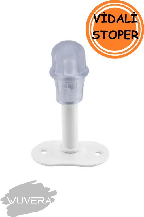Kapı Kolu Stoperi Beyaz 8 Cm Metal Kapı Tamponu Durdurucu Tutucu Tutacağı Kapı Stopu Silikonlu