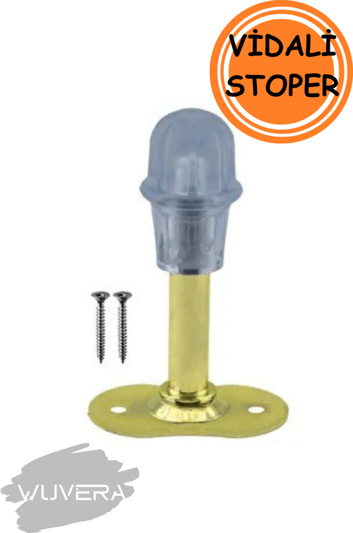 Kapı Kolu Stoperi Gold 8 Cm Metal Kapı Tamponu Durdurucu Tutucu Tutacağı Kapı Stopu Silikonlu