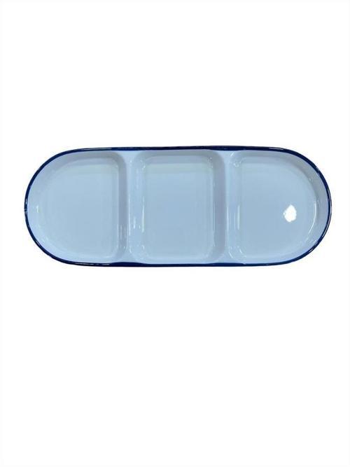 Porselen 3 Bölmeli Sunumluk Çerezlik 26x10cm TR3436