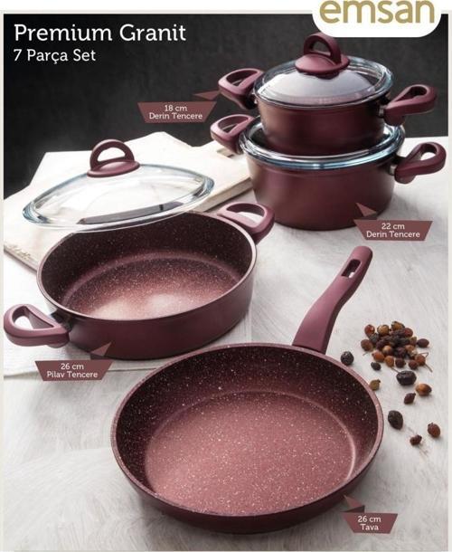 Premium Granit 7 Parça Set Marsala