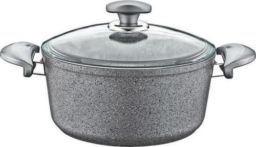 Granit Gri Derin Tencere Cam Kapaklı 3110 24x12 CM