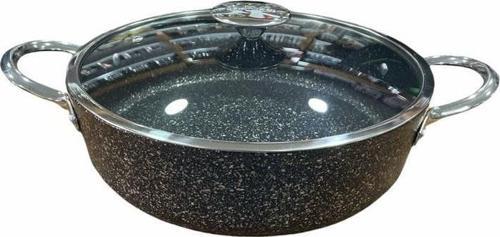 İndüksiyon Uyumlu Granit 24 cm Karnıyarık Tencere Siyah 3316
