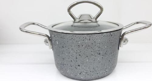 Granit 16x8,5 cm Mini Tencere Cam Kapaklı 3111GRİ