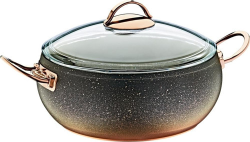Granit 20x9 cm Derin Küre Tencere Cam Kapaklı Bakır 3141BKR