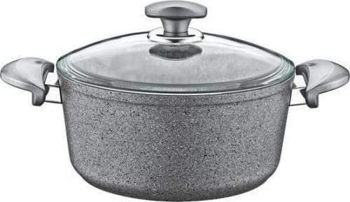 Granit 26x12,5 CM Gri Derin Tencere Cam Kapaklı 3110