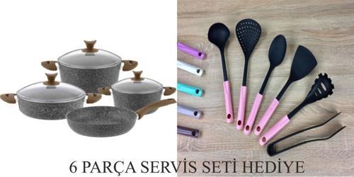 Aksu 7 Parça Legend Granit Tencere Seti Gri