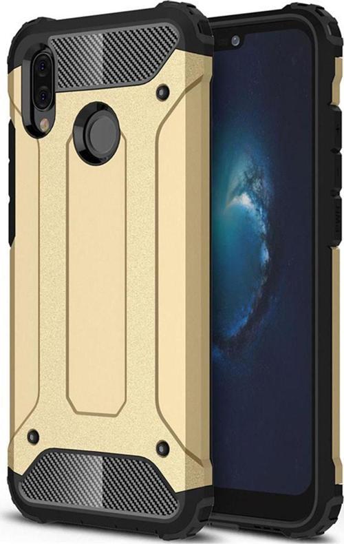 Huawei P 20 Lite Kapak Çift Katmanlı Zırh Tank Kılıf - Gold