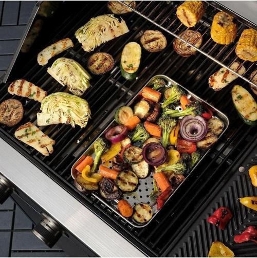 Grilltider 2 Adet Barbekü Tepsisi Paslanmaz Çelik Çok Amaçlı Süzgeç Tepsi 30X20 Cm