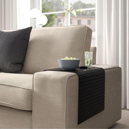 Kolçak Tepsisi 65X37 Cm Koltuk Kenarı Tepsi Siyah Renk Bambu Kaliteli