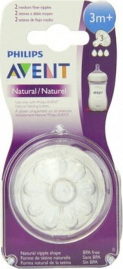 3 Numara Orta Akış Natural Biberon Emziği 3M+ 2'Li