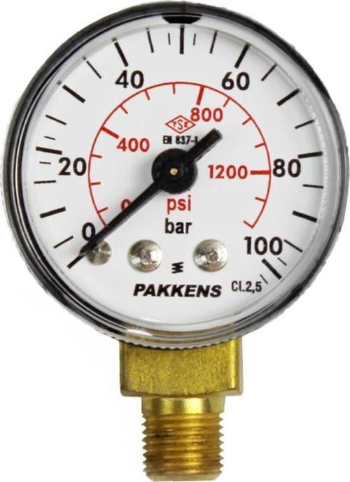 0-100 Bar 40 mm Alttan Bağlantılı Kuru Manometre G 1/8 inç