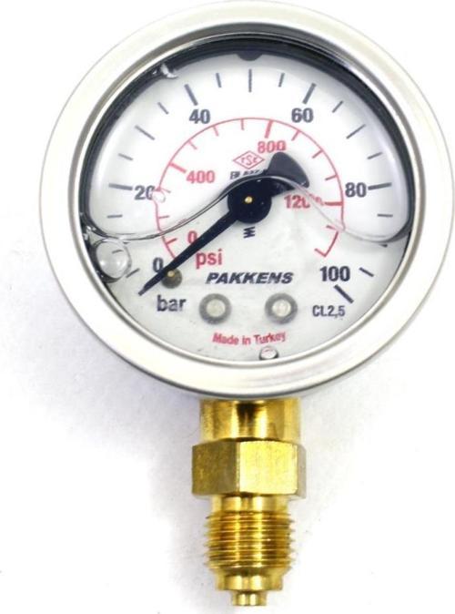 0-100 Bar 63 mm Alttan Bağlantılı Gliserinli Manometre G 1/4 inç