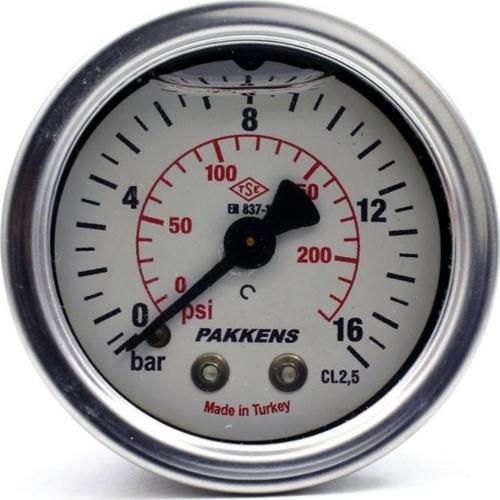 0-16 Bar 63 mm Arkadan Bağlantılı Gliserinli Manometre G 1/4 inç
