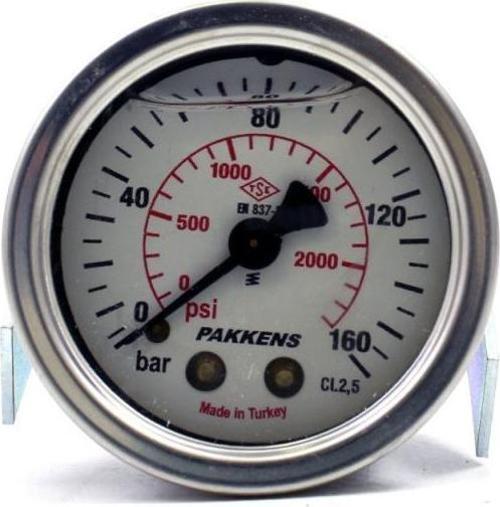 0-160 Bar 50 mm Arkadan Bağlantılı Panotipli Gliserinli Manometre G 1/4 inç