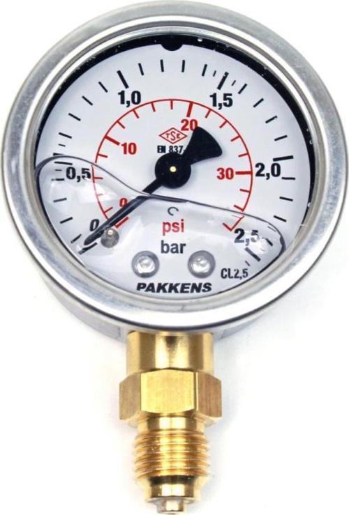 0-2.5 Bar 50 mm Alttan Bağlantılı Gliserinli Manometre G 1/4 inç