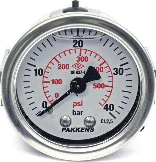 0-40 Bar 50 mm Arkadan Bağlantılı Panotipli Gliserinli Manometre G 1/4 inç