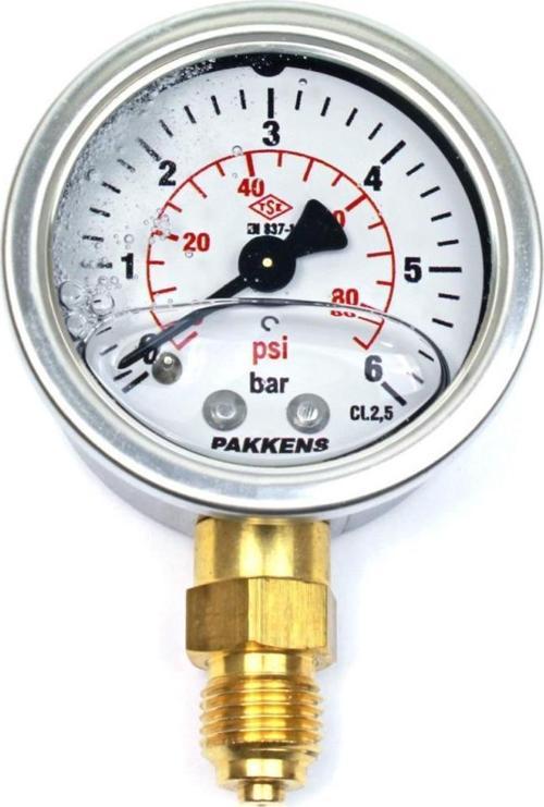0-6 Bar 50 mm Alttan Bağlantılı Gliserinli Manometre G 1/4 inç