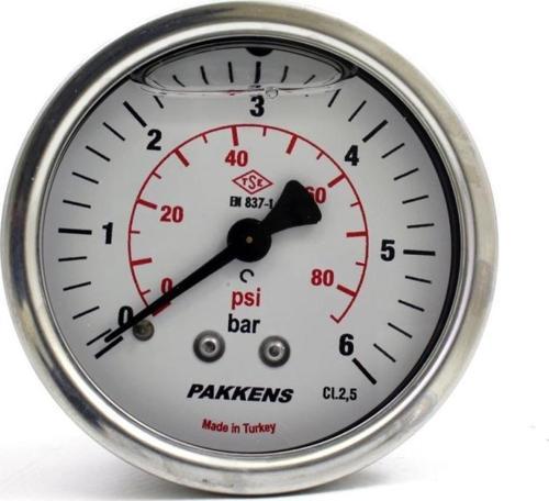 0-6 Bar 50 mm Arkadan Bağlantılı Gliserinli Manometre G 1/4 inç