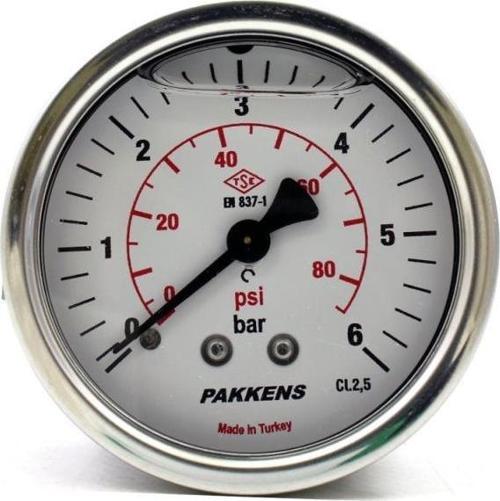 0-6 Bar 50 mm Arkadan Bağlantılı Panotipli Gliserinli Manometre G 1/4 inç