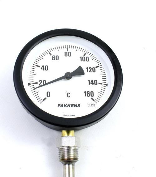 Termometre 0-160 °C Çap 100 mm Daldırma Boyu 10 cm Alttan Bağlantılı G 1/2 inç