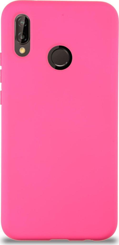 Huawei P20 Lite Kapak İçi Kadife Lansman Silikon Kılıf - Neon Pembe